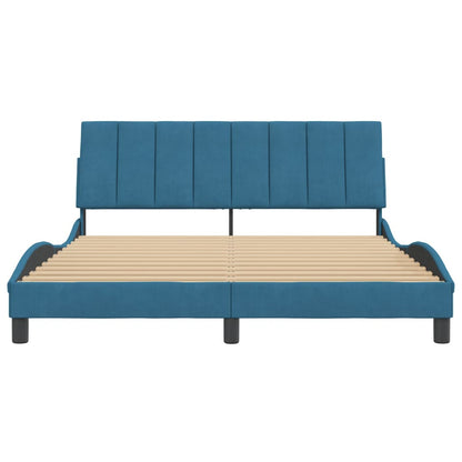 Bedframe Met Hoofdeinde Fluweel 160 x 200 cm Blauw