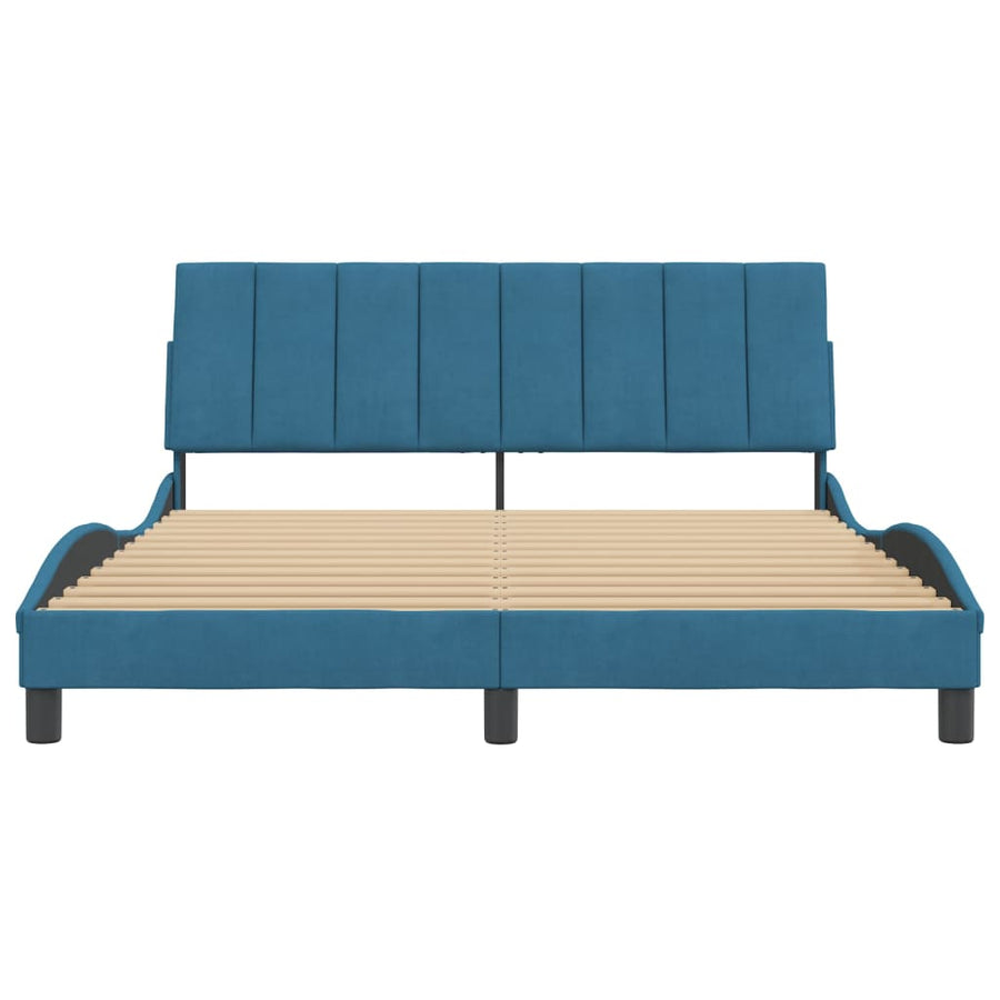 Bedframe Met Hoofdeinde Fluweel 160 x 200 cm Blauw