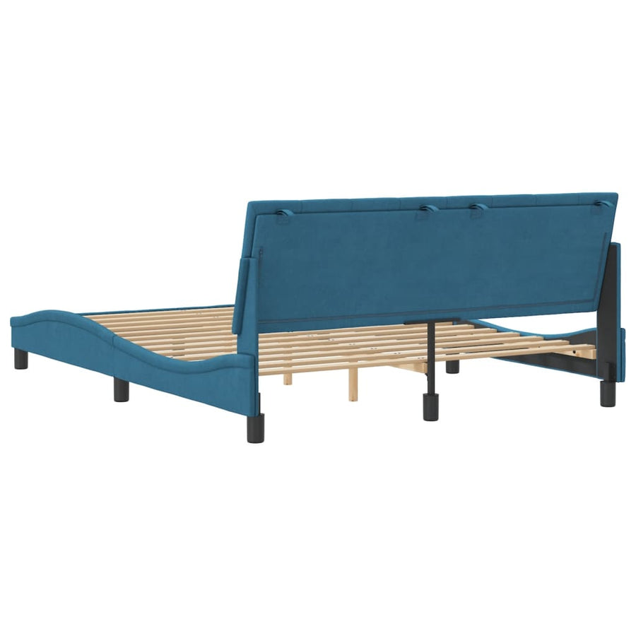 Bedframe Met Hoofdeinde Fluweel 160 x 200 cm Blauw