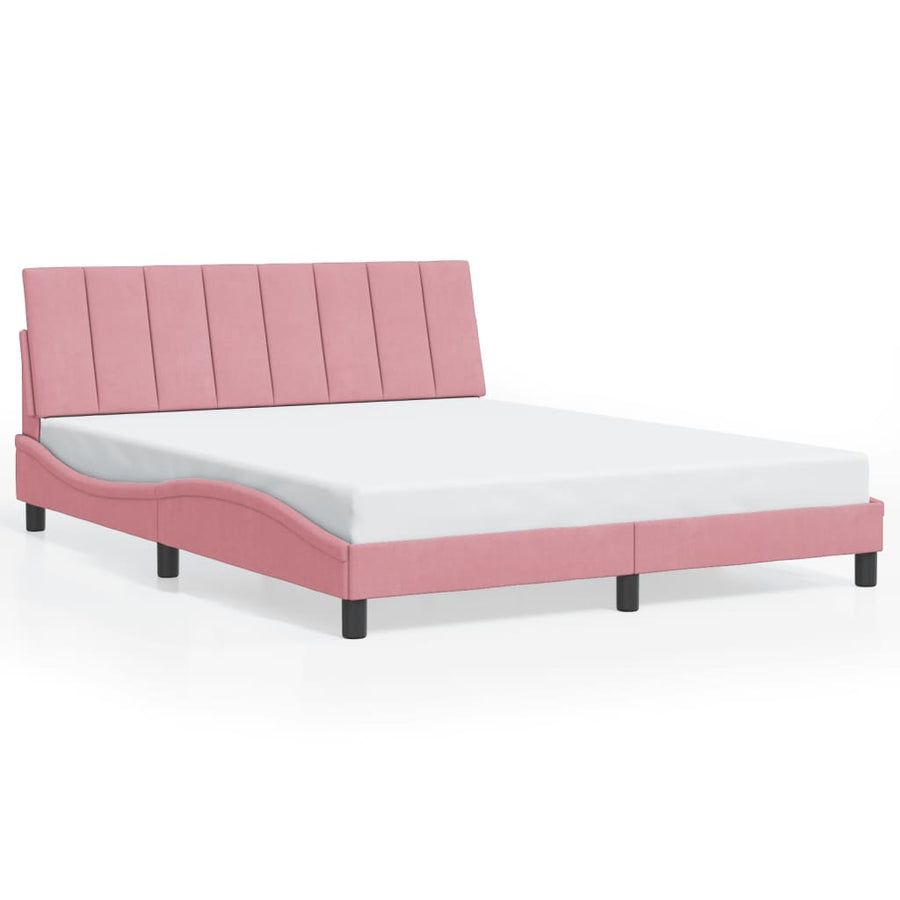 Bedframe Met Hoofdeinde Fluweel 160 x 200 cm Roze