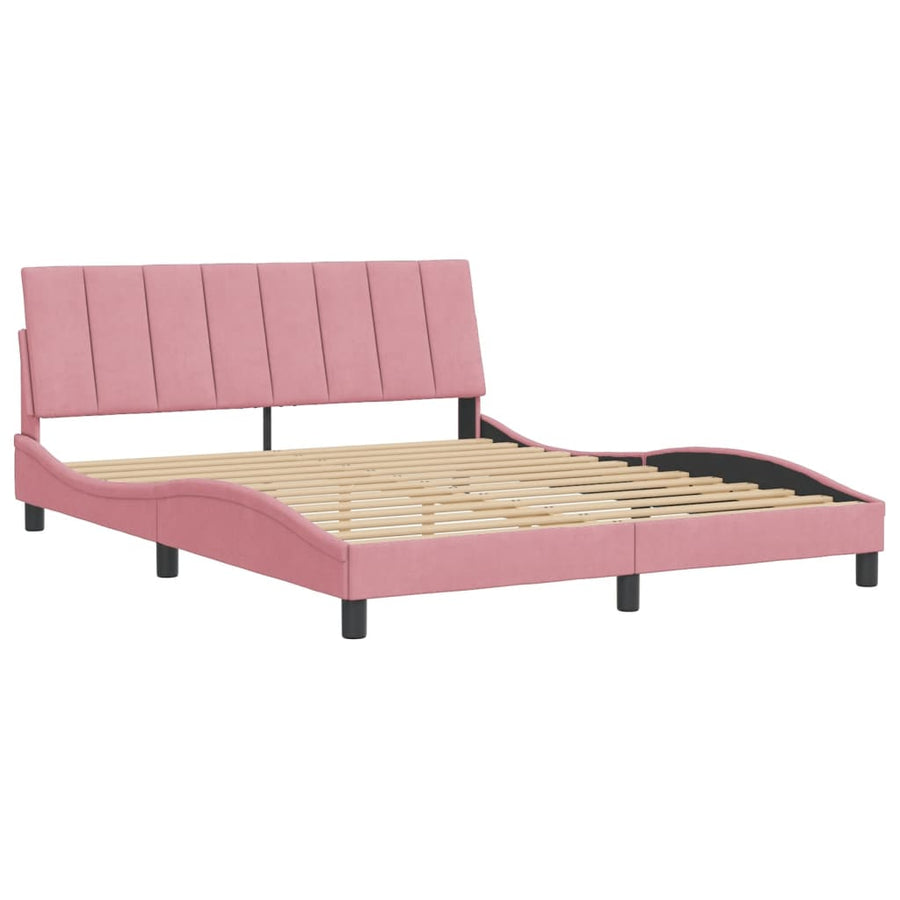 Bedframe Met Hoofdeinde Fluweel 160 x 200 cm Roze