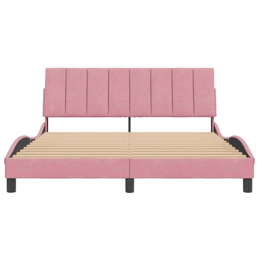 Bedframe Met Hoofdeinde Fluweel 160 x 200 cm Roze