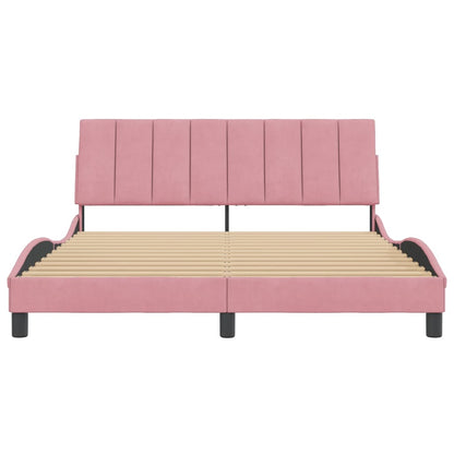 Bedframe Met Hoofdeinde Fluweel 160 x 200 cm Roze