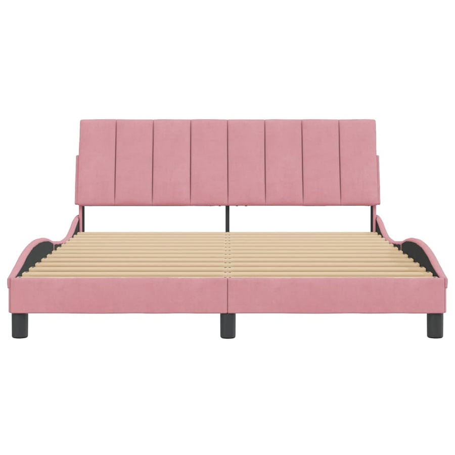 Bedframe Met Hoofdeinde Fluweel 160 x 200 cm Roze