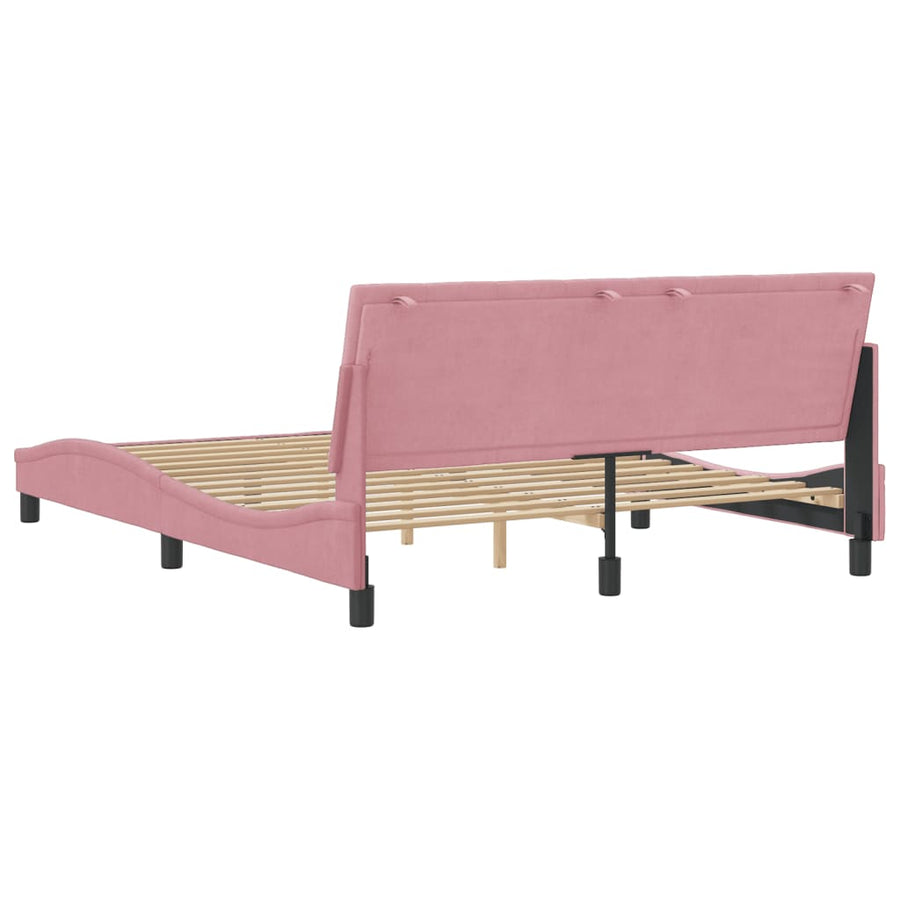 Bedframe Met Hoofdeinde Fluweel 160 x 200 cm Roze