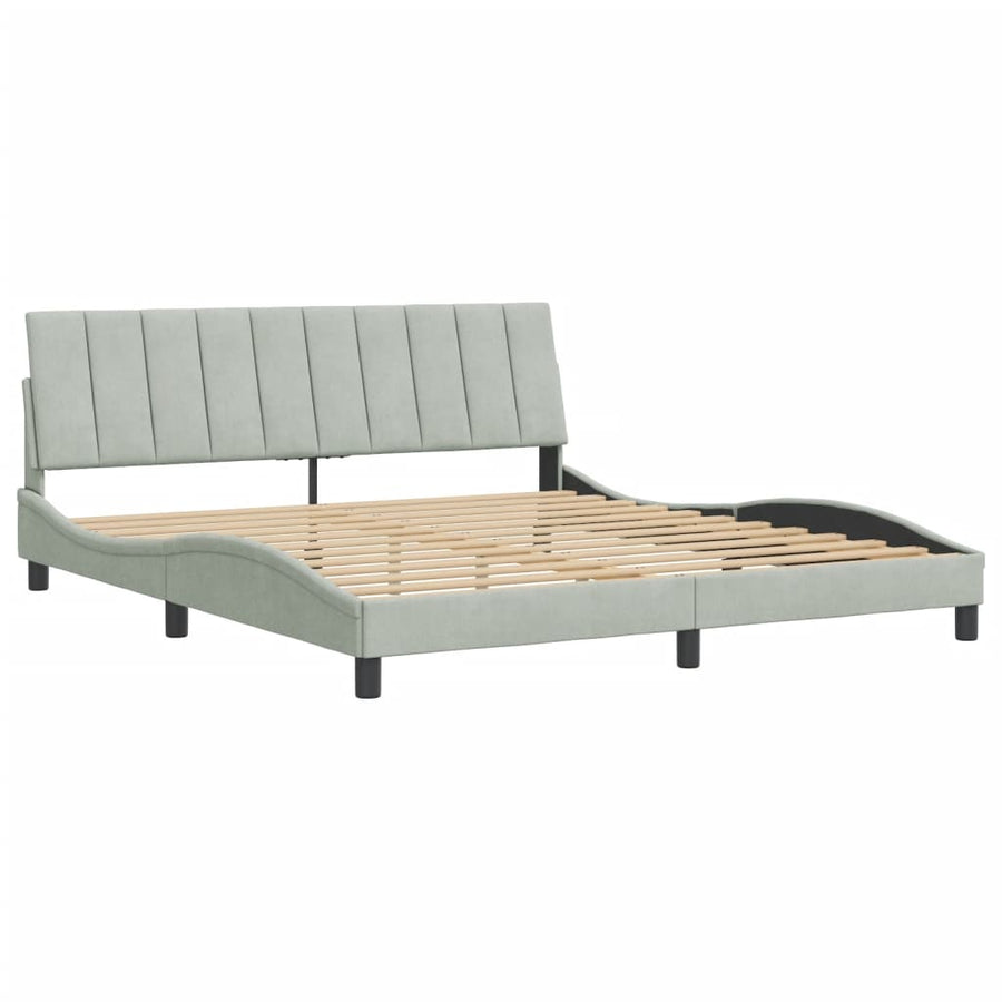 Bedframe Met Hoofdeinde Fluweel Lichtgrijs 180X200 Cm