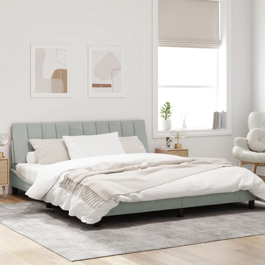 Bedframe Met Hoofdeinde Fluweel Lichtgrijs 180X200 Cm