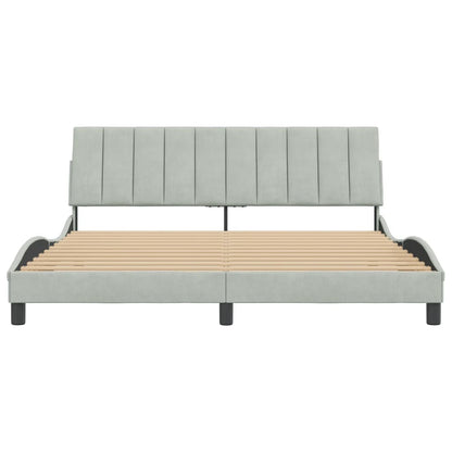 Bedframe Met Hoofdeinde Fluweel Lichtgrijs 180X200 Cm