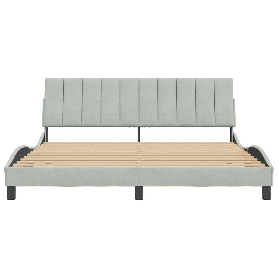 Bedframe Met Hoofdeinde Fluweel Lichtgrijs 180X200 Cm
