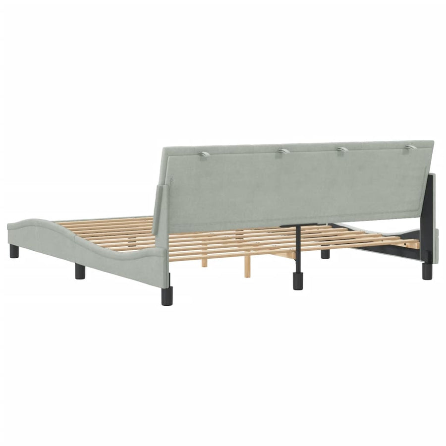 Bedframe Met Hoofdeinde Fluweel Lichtgrijs 180X200 Cm