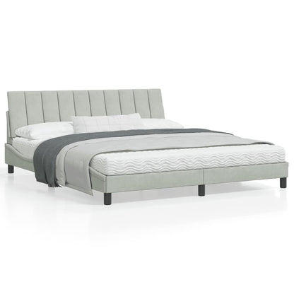 Bedframe Met Hoofdeinde Fluweel Lichtgrijs 180X200 Cm