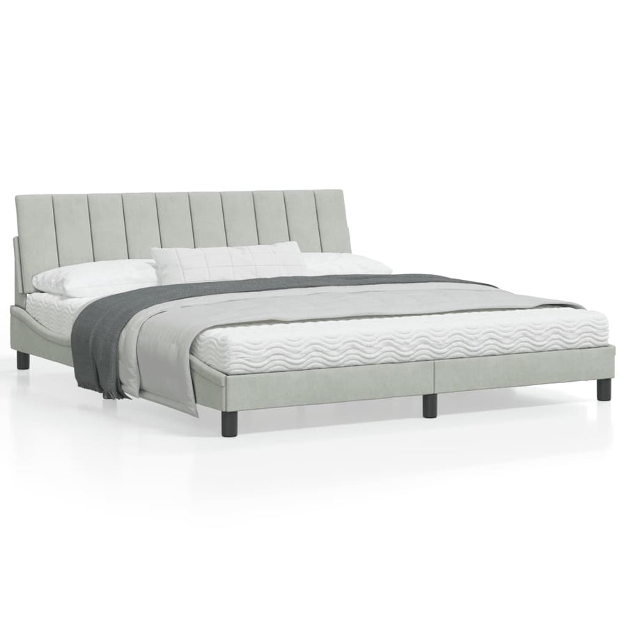 Bedframe Met Hoofdeinde Fluweel Lichtgrijs 180X200 Cm