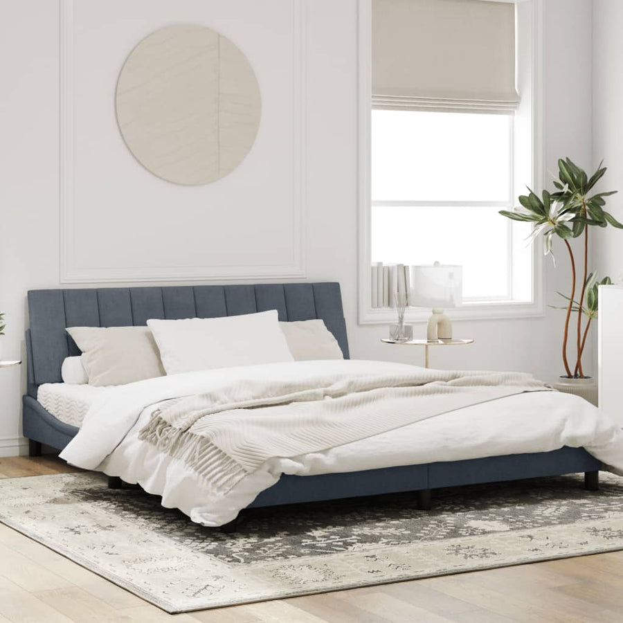 Bedframe Met Hoofdeinde Fluweel Donkergrijs 180X200 Cm