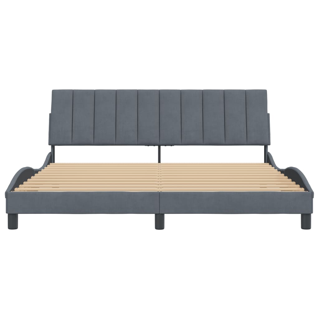 Bedframe Met Hoofdeinde Fluweel Donkergrijs 180X200 Cm