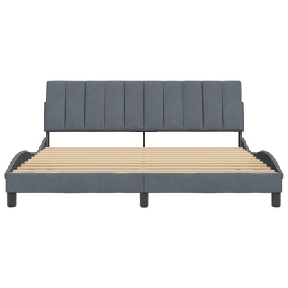 Bedframe Met Hoofdeinde Fluweel Donkergrijs 180X200 Cm