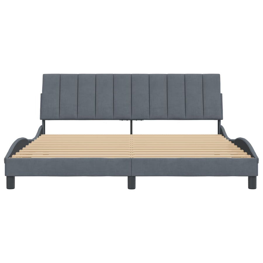Bedframe Met Hoofdeinde Fluweel Donkergrijs 180X200 Cm