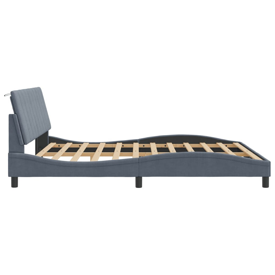 Bedframe Met Hoofdeinde Fluweel Donkergrijs 180X200 Cm