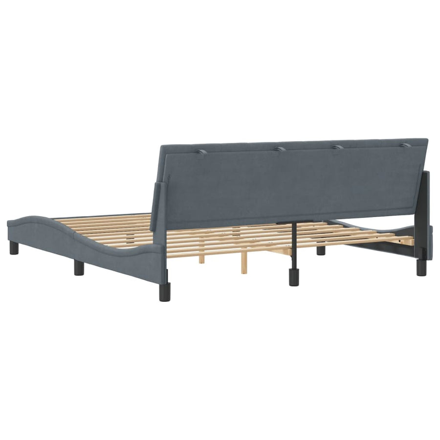 Bedframe Met Hoofdeinde Fluweel Donkergrijs 180X200 Cm