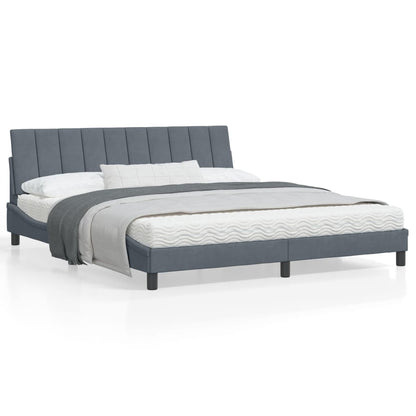 Bedframe Met Hoofdeinde Fluweel Donkergrijs 180X200 Cm