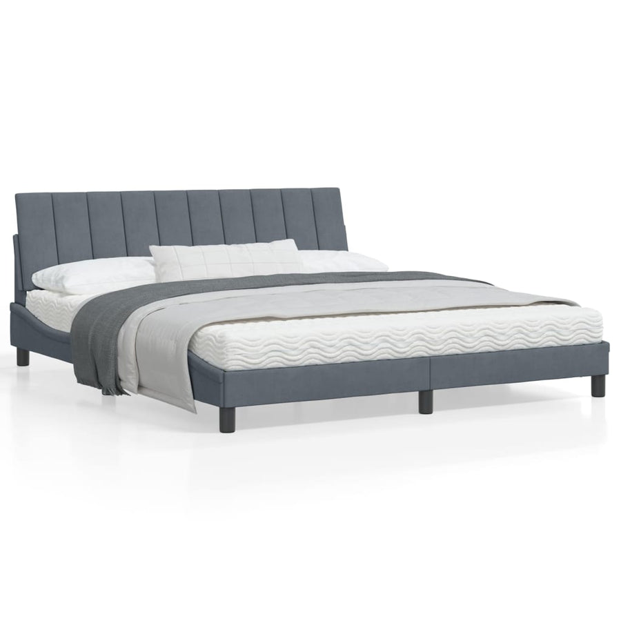 Bedframe Met Hoofdeinde Fluweel Donkergrijs 180X200 Cm