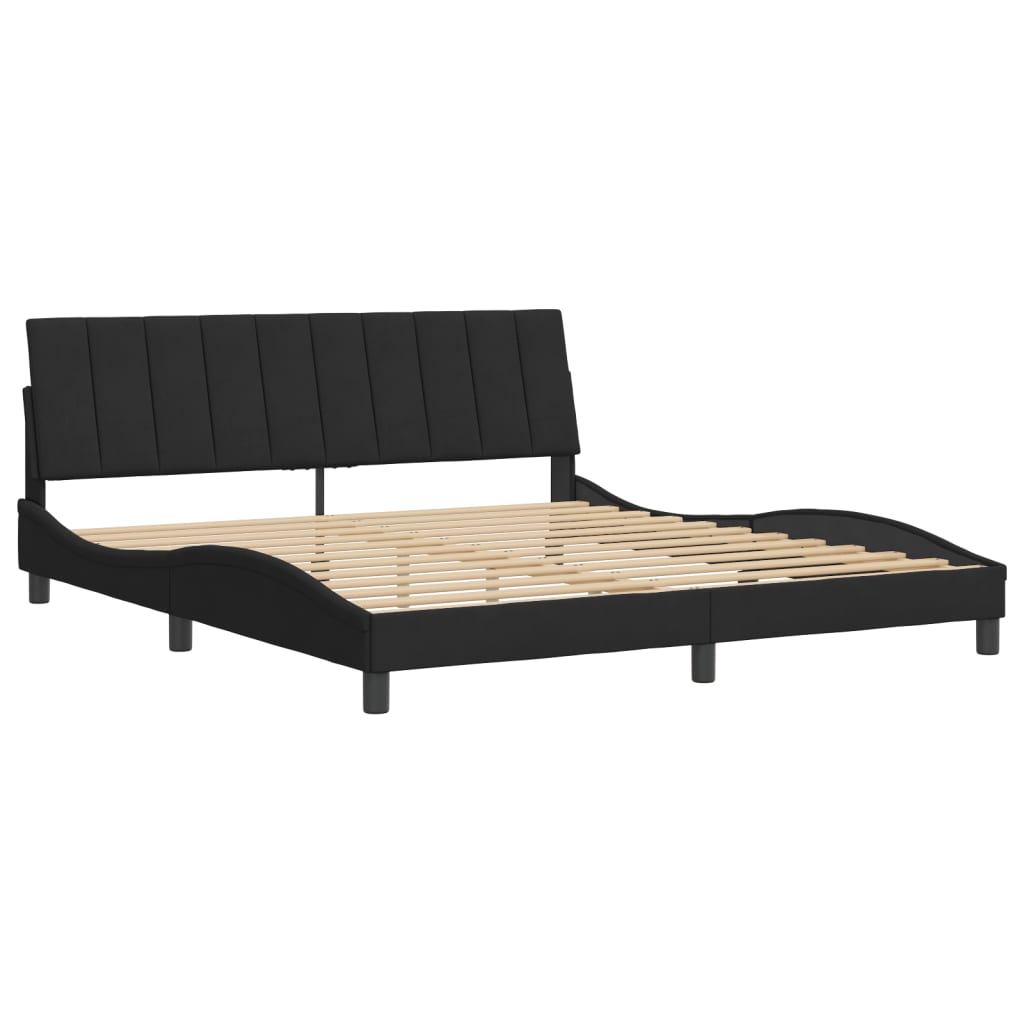 Bedframe Met Hoofdeinde Fluweel Zwart 180X200 Cm
