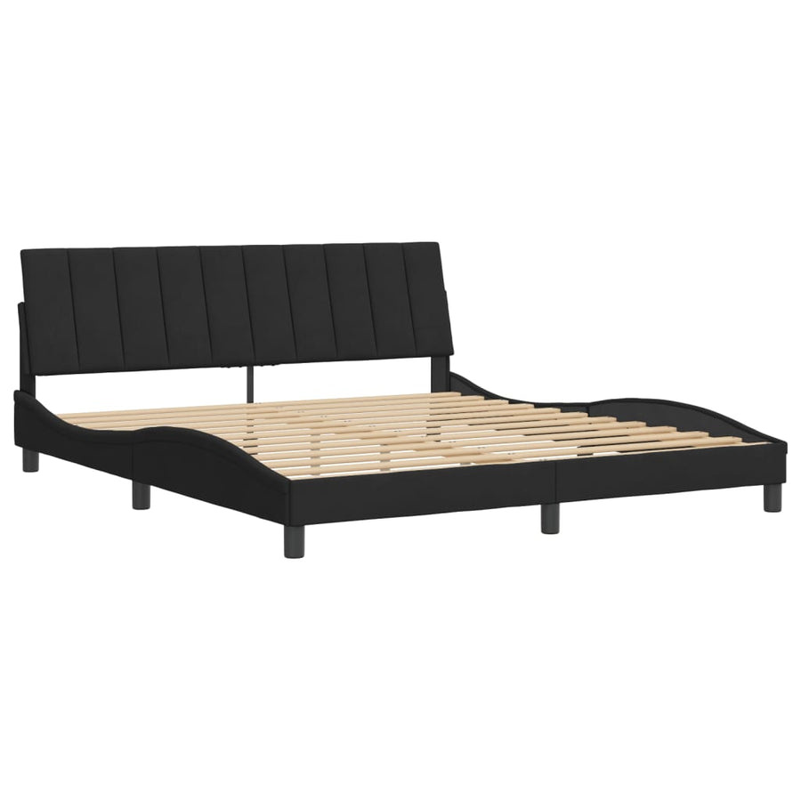 Bedframe Met Hoofdeinde Fluweel Zwart 180X200 Cm