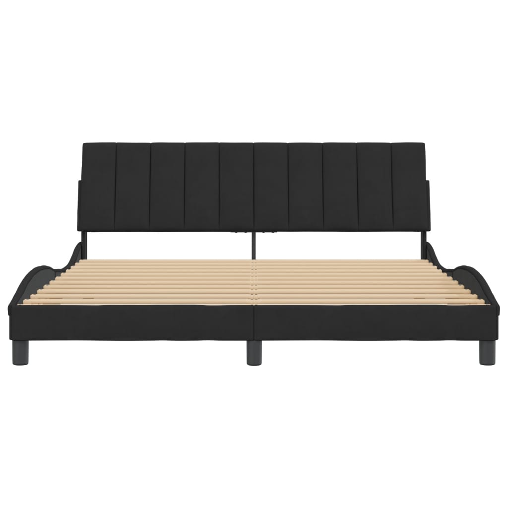 Bedframe Met Hoofdeinde Fluweel Zwart 180X200 Cm