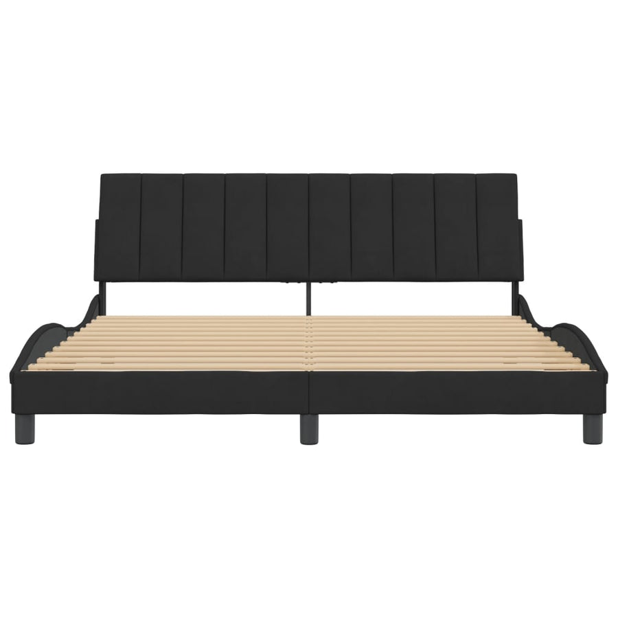 Bedframe Met Hoofdeinde Fluweel Zwart 180X200 Cm