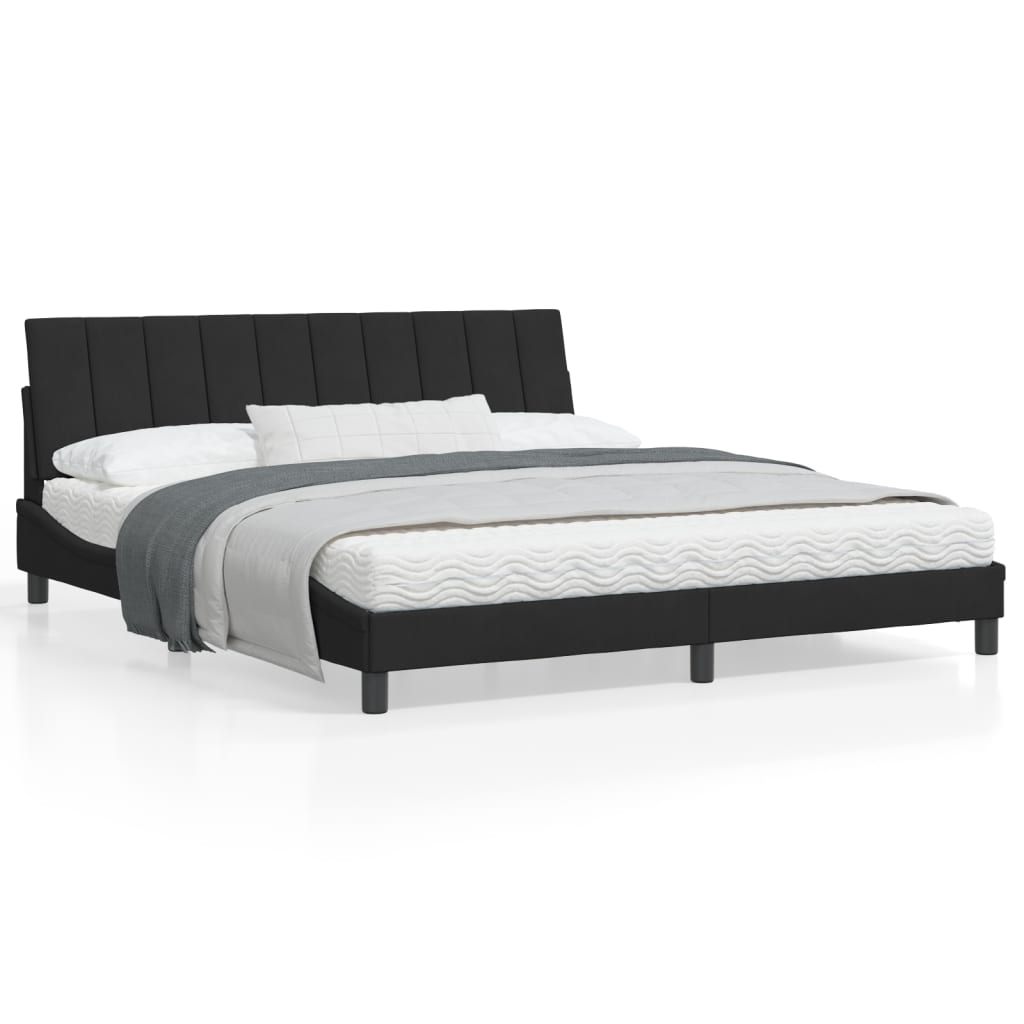 Bedframe Met Hoofdeinde Fluweel Zwart 180X200 Cm