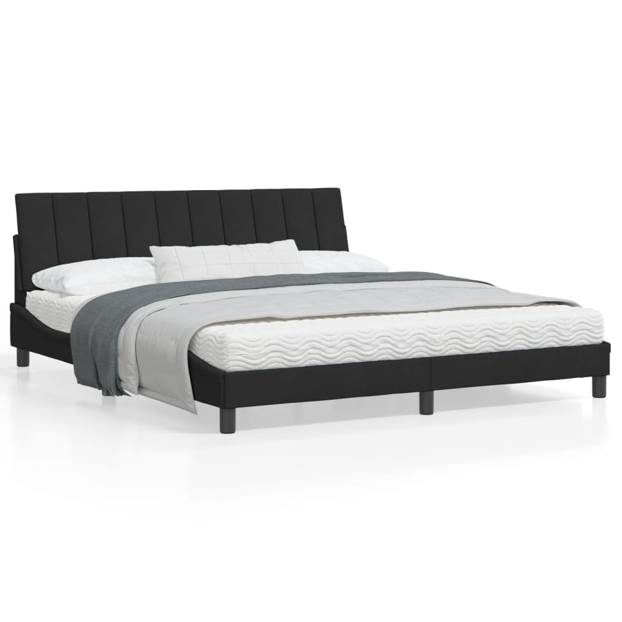 Bedframe Met Hoofdeinde Fluweel Zwart 180X200 Cm