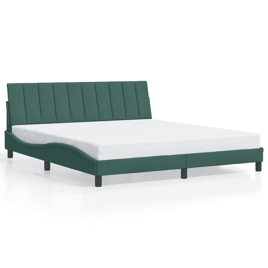 Bedframe Met Hoofdeinde Fluweel 180 x 200 cm Donkergroen