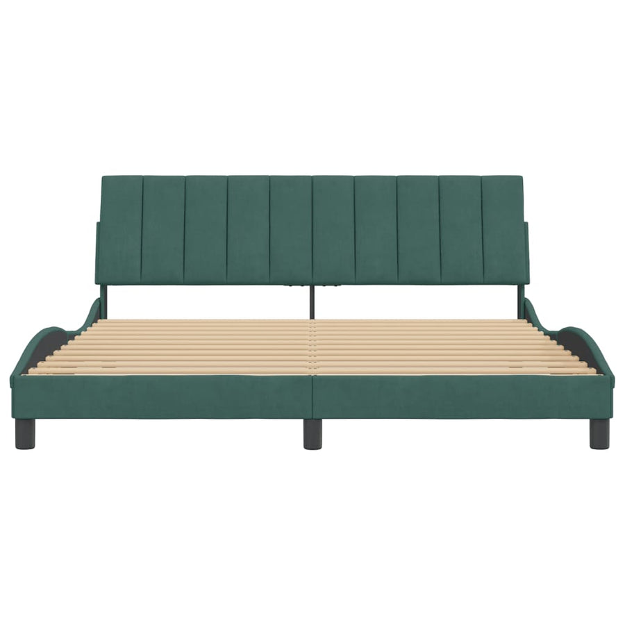 Bedframe Met Hoofdeinde Fluweel 180 x 200 cm Donkergroen