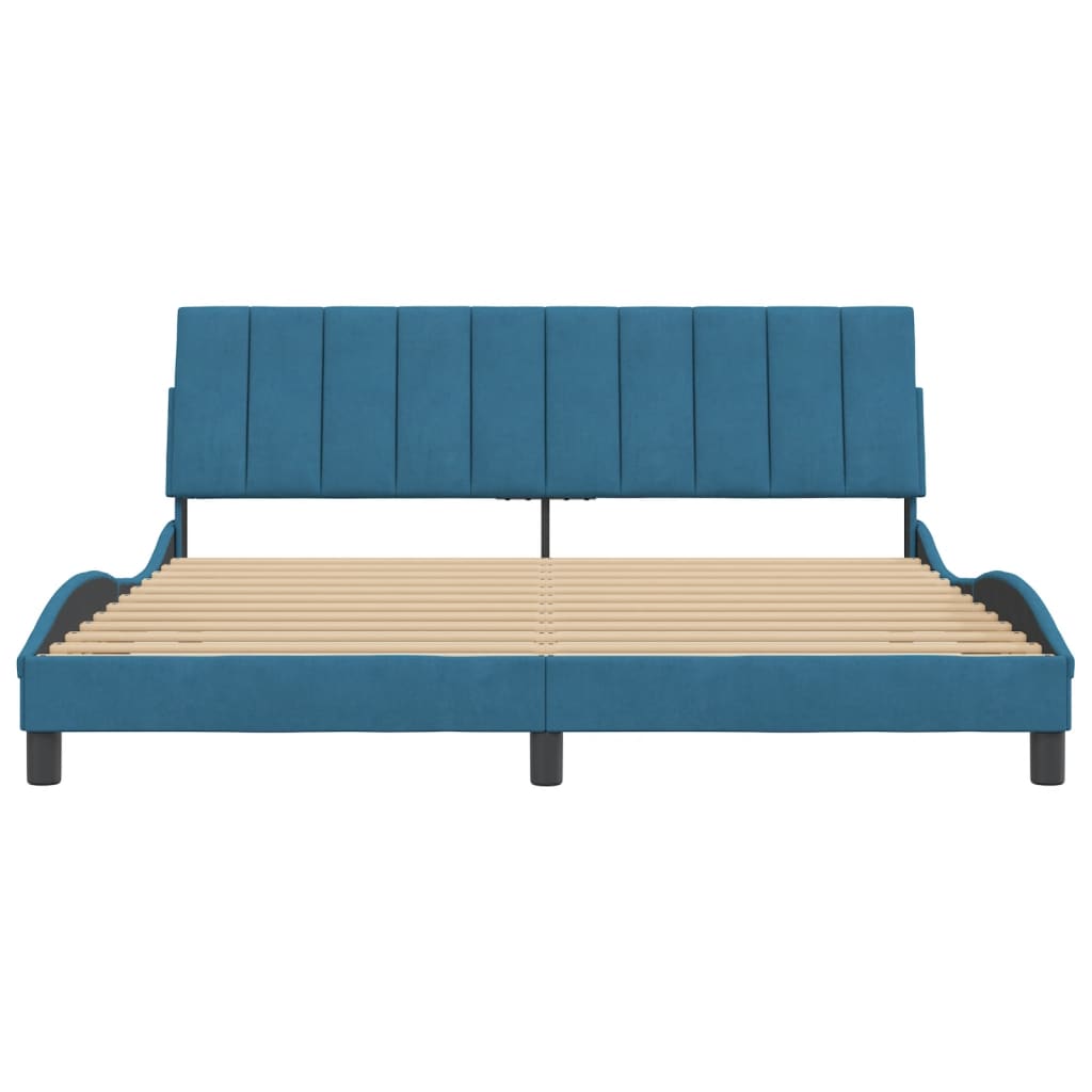 Bedframe Met Hoofdeinde Fluweel Blauw 180X200 Cm