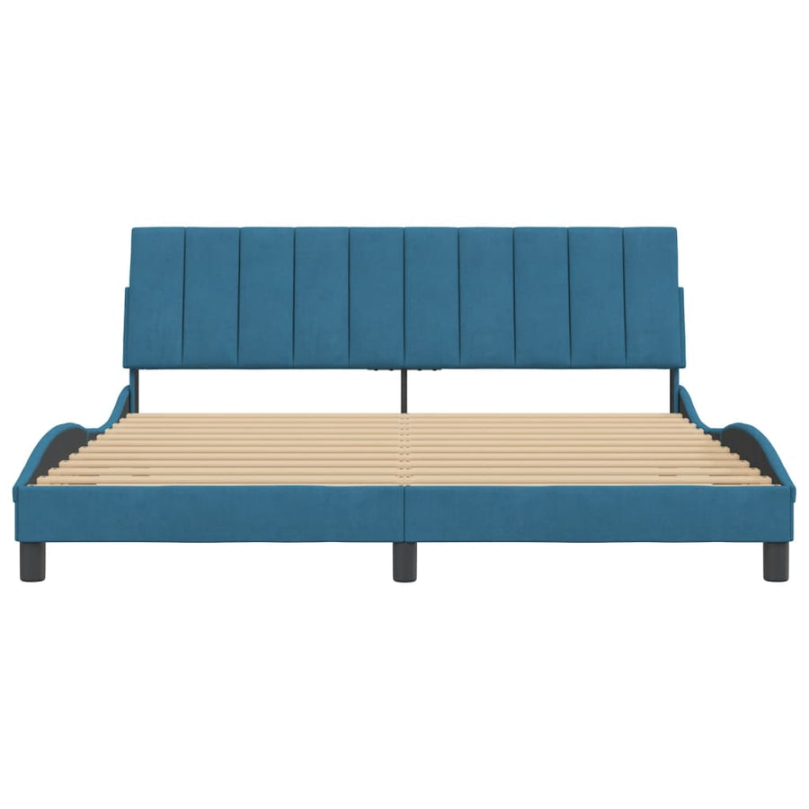 Bedframe Met Hoofdeinde Fluweel Blauw 180X200 Cm