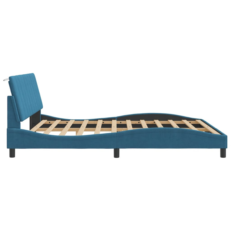 Bedframe Met Hoofdeinde Fluweel Blauw 180X200 Cm