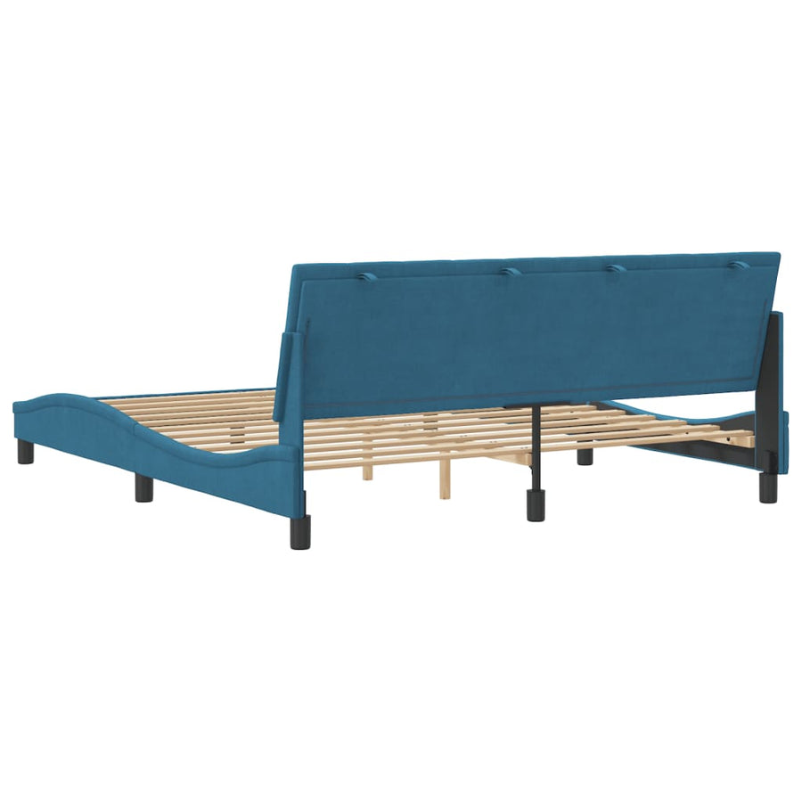 Bedframe Met Hoofdeinde Fluweel Blauw 180X200 Cm