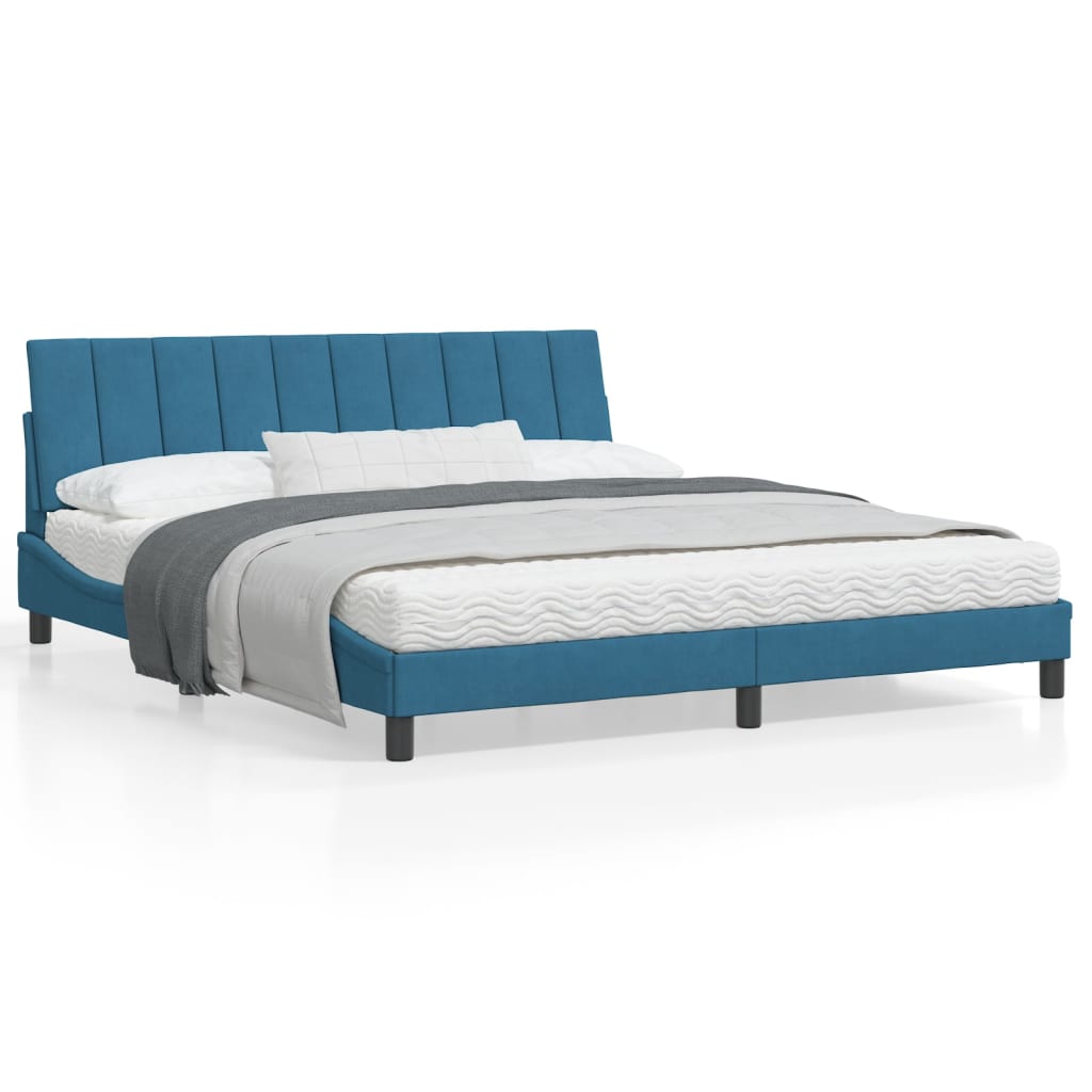 Bedframe Met Hoofdeinde Fluweel Blauw 180X200 Cm