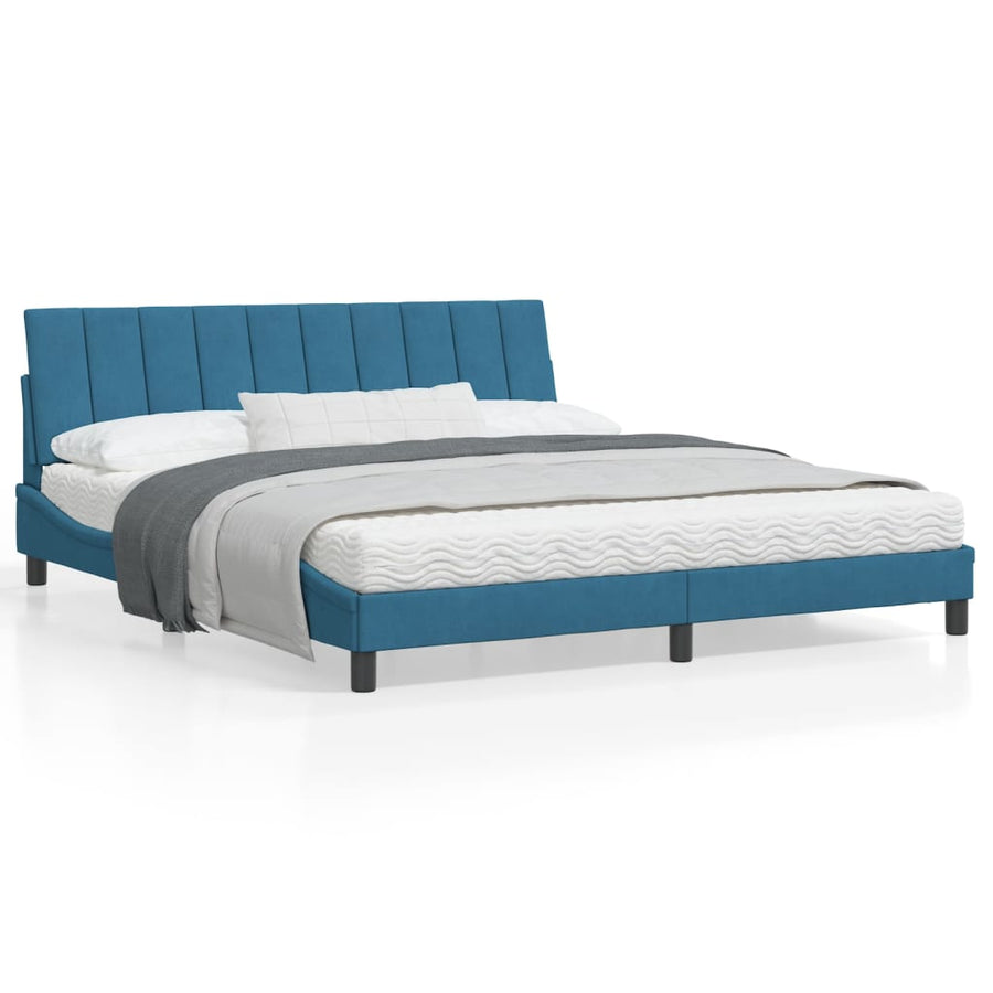 Bedframe Met Hoofdeinde Fluweel Blauw 180X200 Cm