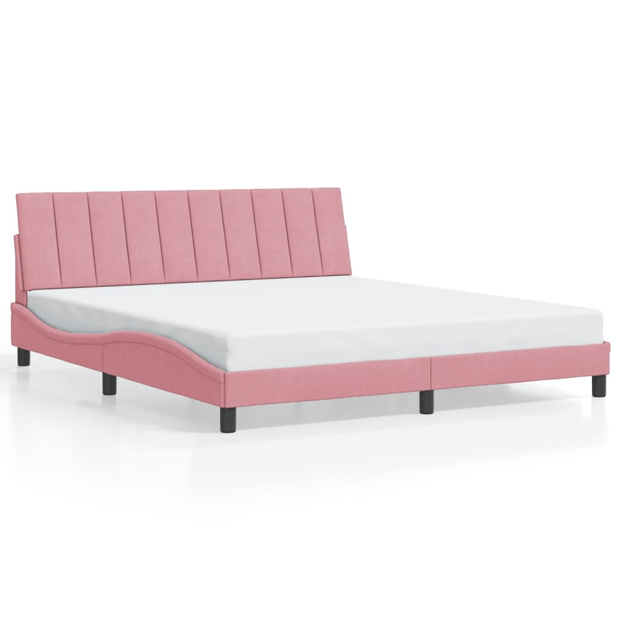 Bedframe Met Hoofdeinde Fluweel 180 x 200 cm Roze
