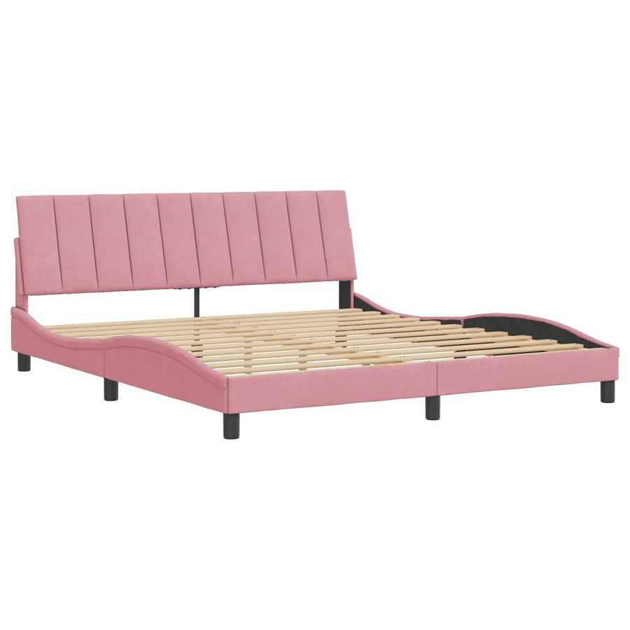 Bedframe Met Hoofdeinde Fluweel 180 x 200 cm Roze