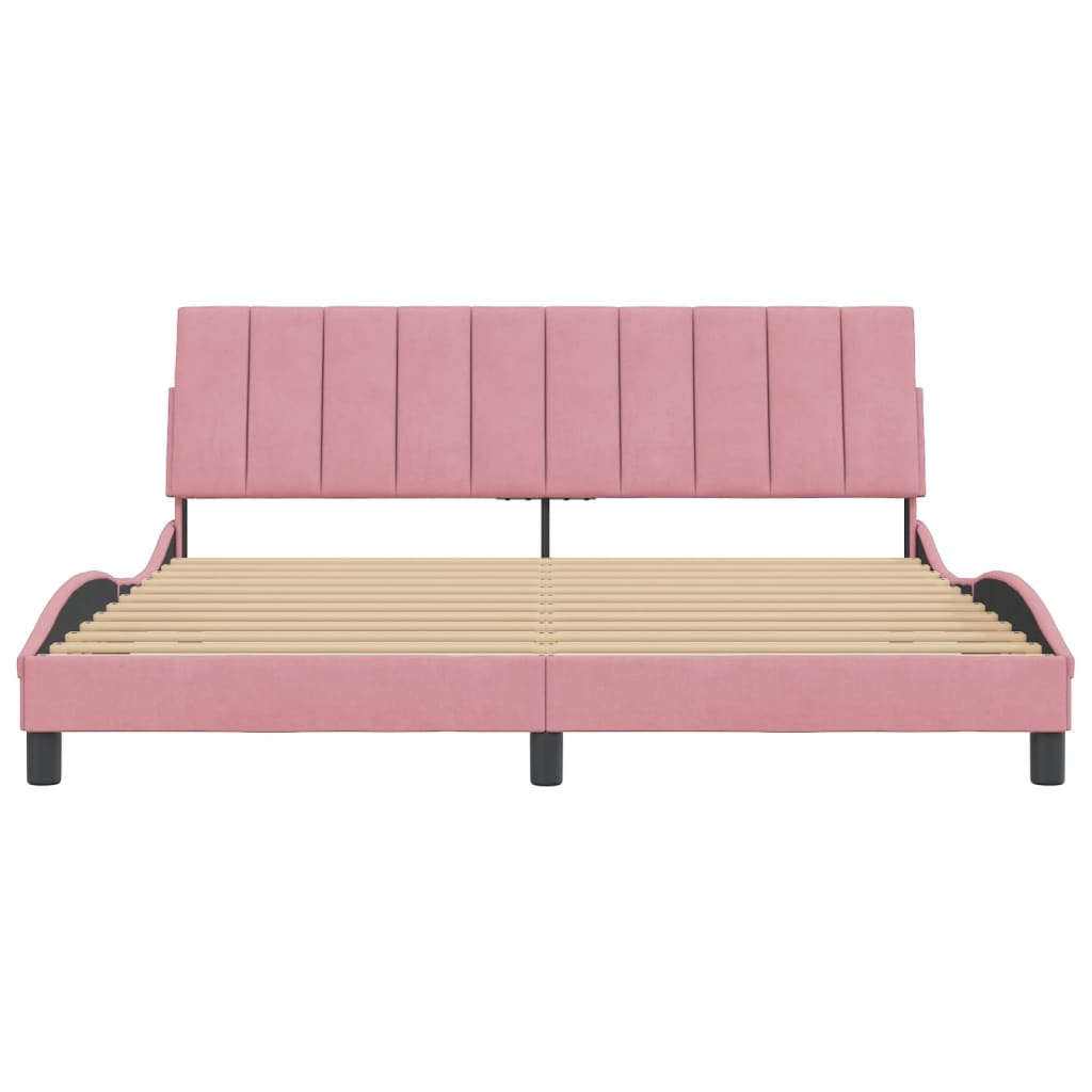 Bedframe Met Hoofdeinde Fluweel 180 x 200 cm Roze