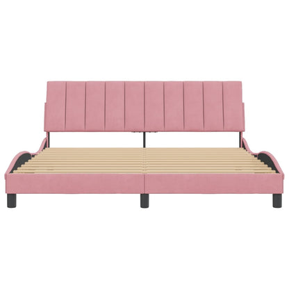 Bedframe Met Hoofdeinde Fluweel 180 x 200 cm Roze