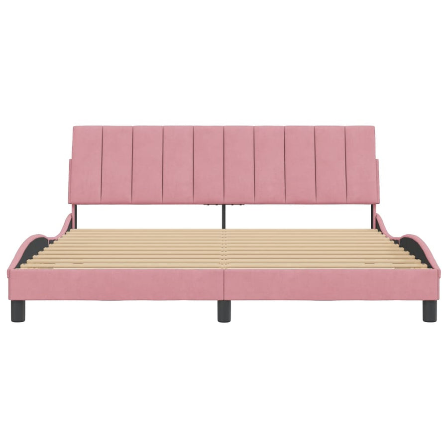 Bedframe Met Hoofdeinde Fluweel 180 x 200 cm Roze