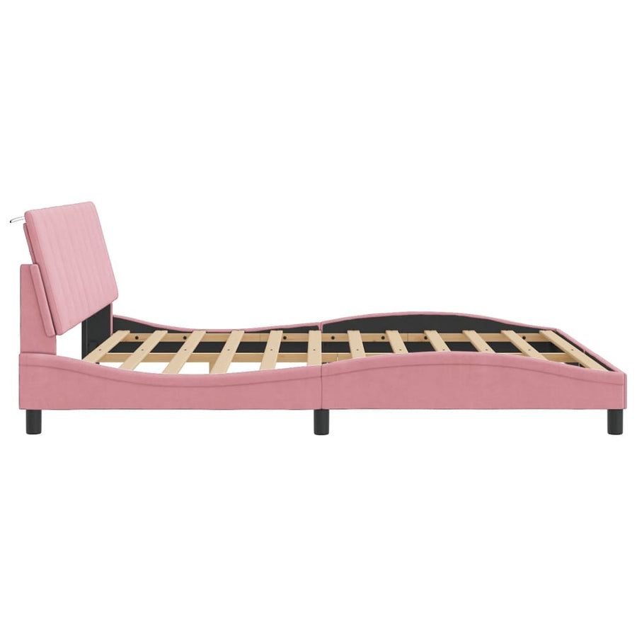 Bedframe Met Hoofdeinde Fluweel 180 x 200 cm Roze