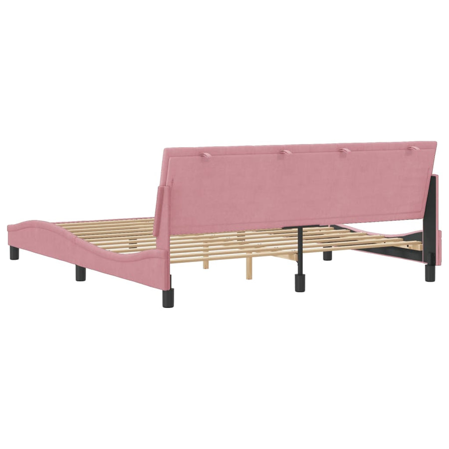 Bedframe Met Hoofdeinde Fluweel 180 x 200 cm Roze