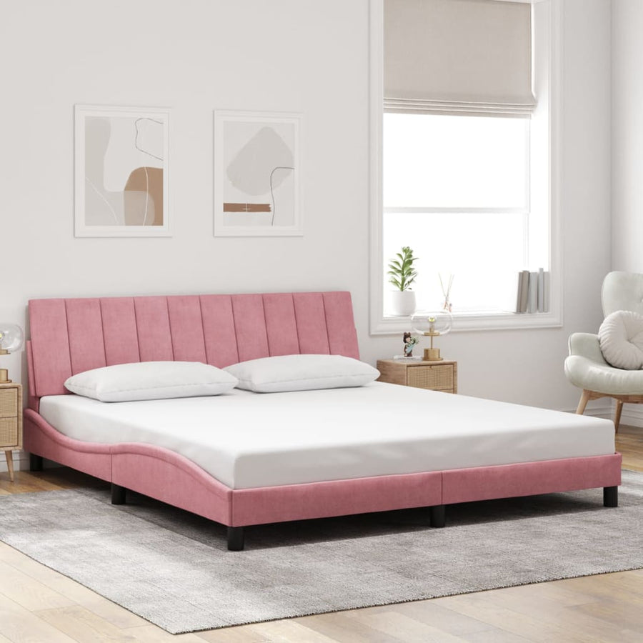 Bedframe Met Hoofdeinde Fluweel 180 x 200 cm Roze