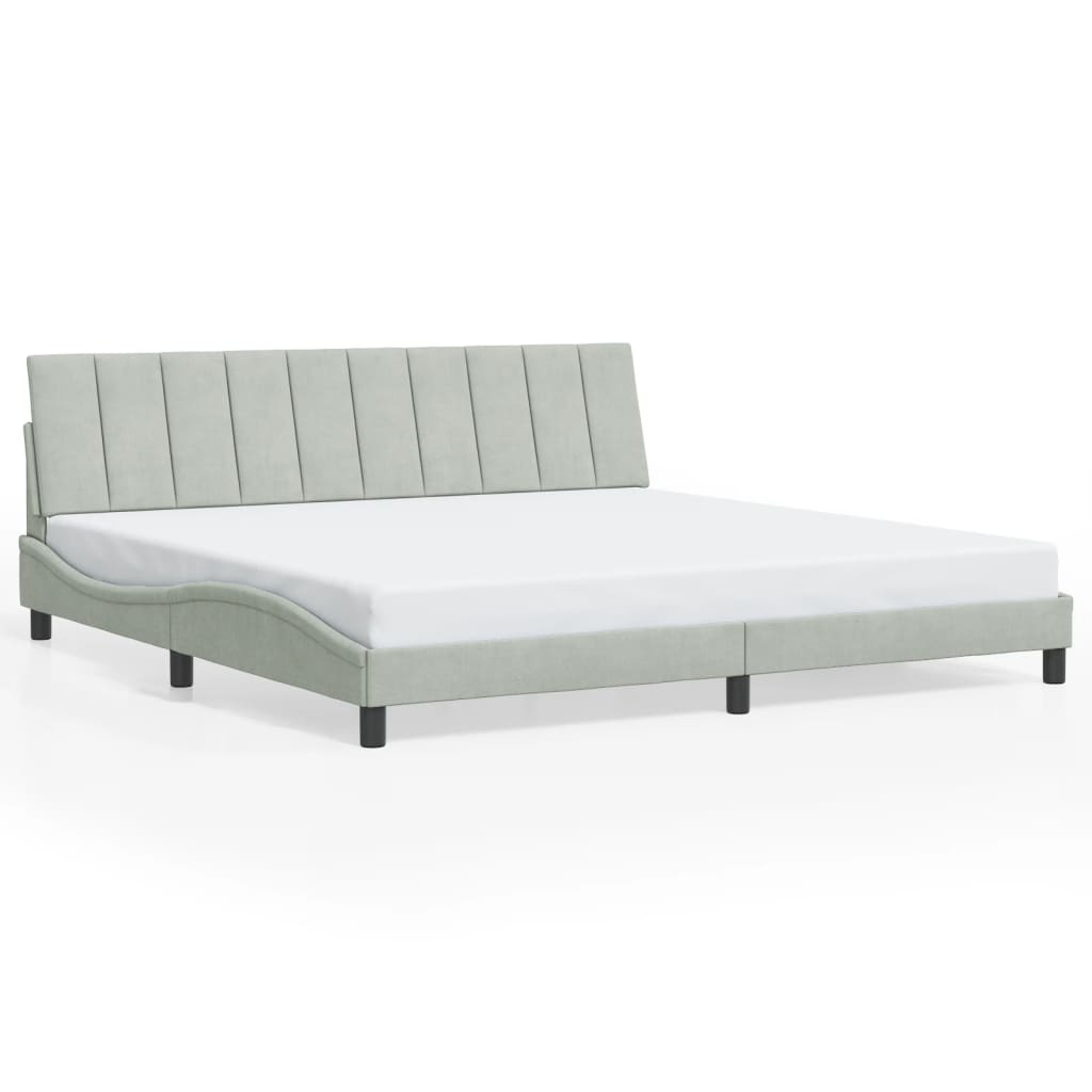 Bedframe Zonder Matras Fluweel 200 x 200 cm Lichtgrijs