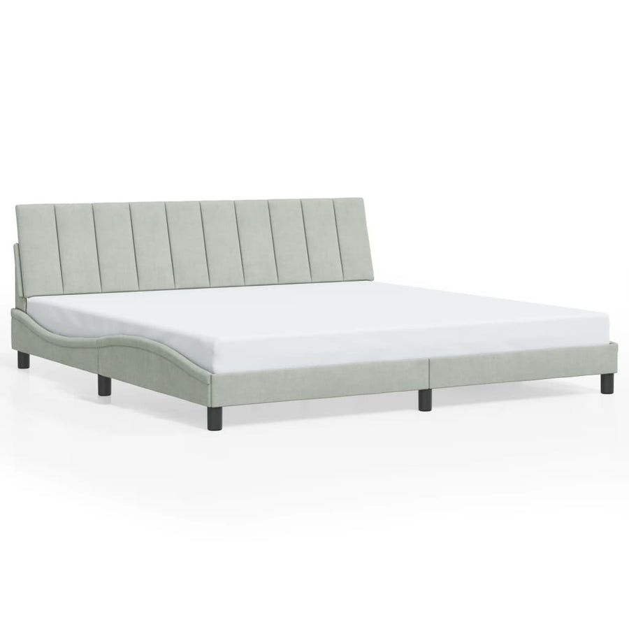 Bedframe Zonder Matras Fluweel 200 x 200 cm Lichtgrijs