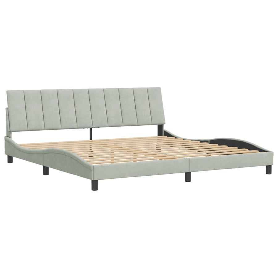 Bedframe Zonder Matras Fluweel 200 x 200 cm Lichtgrijs
