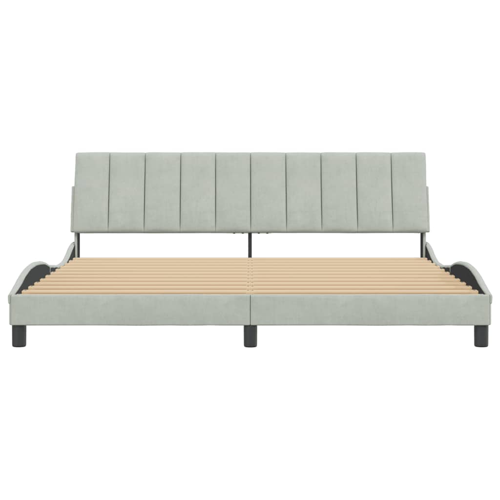 Bedframe Zonder Matras Fluweel 200 x 200 cm Lichtgrijs